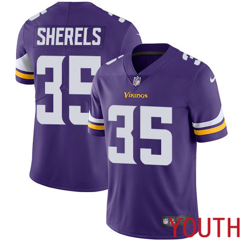 Minnesota Vikings #35 Limited Marcus Sherels Purple Nike NFL Home Youth Jersey Vapor Untouchable